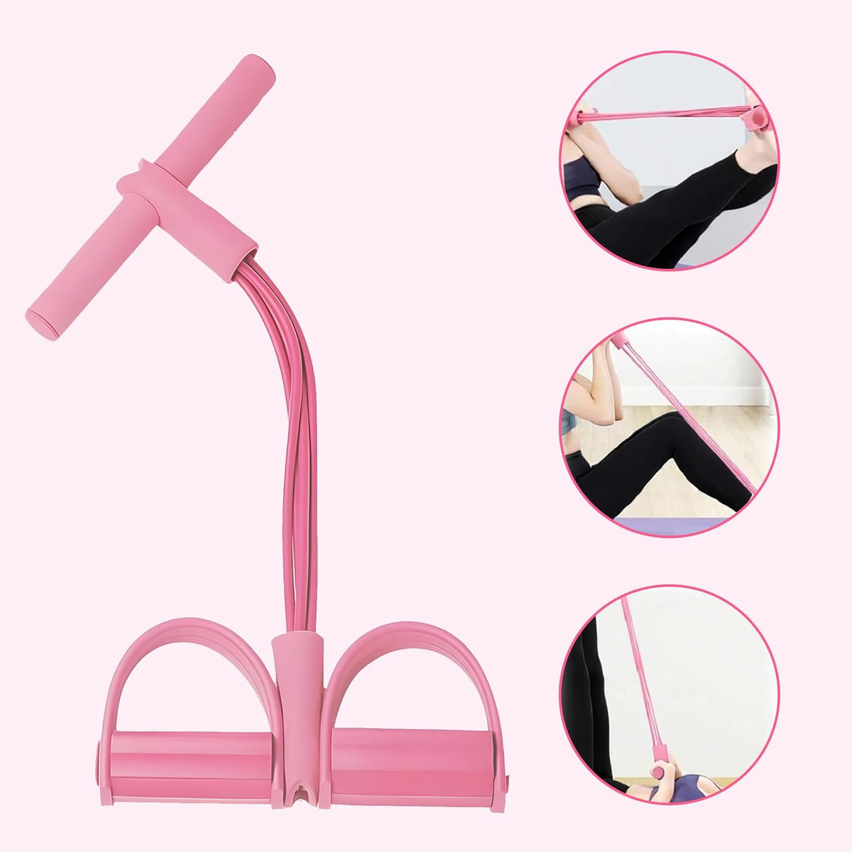 Multifunction Pedal Resistance Band, 4-Tube Elastic Pull Rope for Home Yoga, Leg Exercise, Sit-Up Assistant, Full Body Stretching & Strength Training Fitness Tension Rope